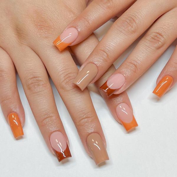 Mixed Orange Nails