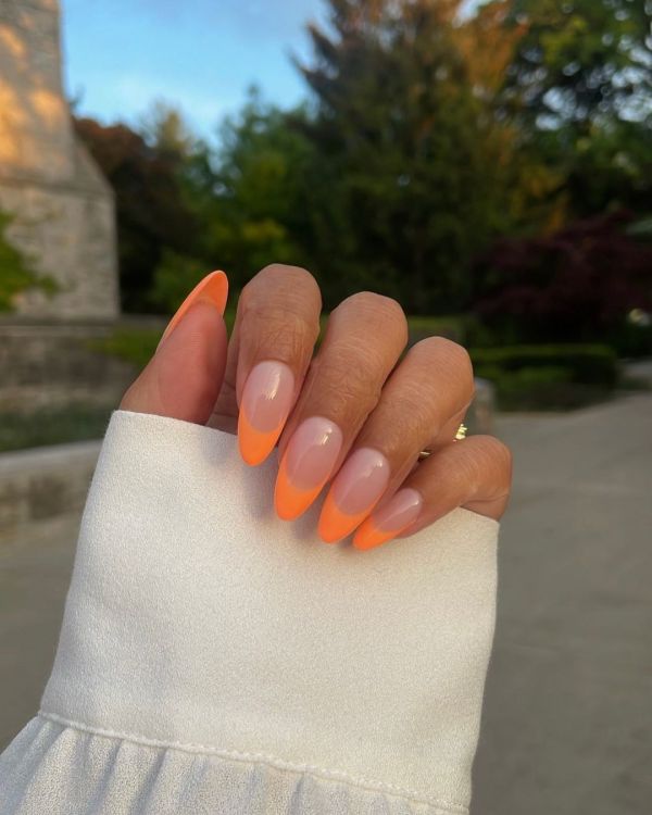 Orange French Tip Nails