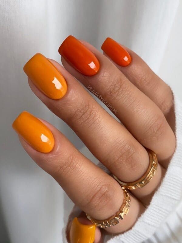 Two Tone Orange Manicure