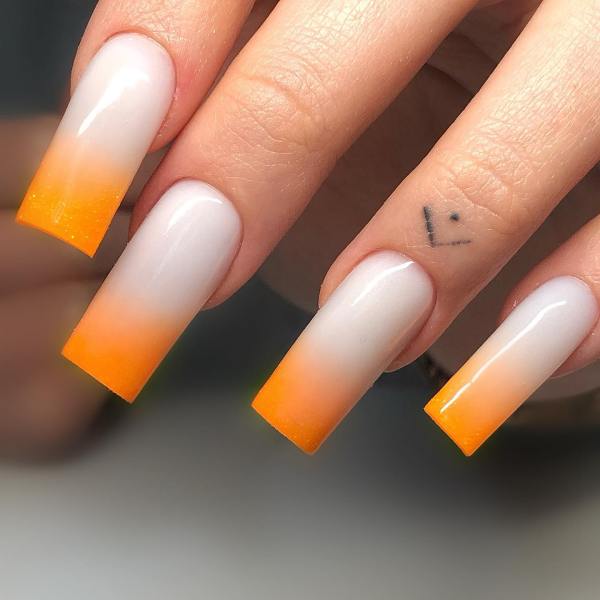 White Orange Ombre Nails