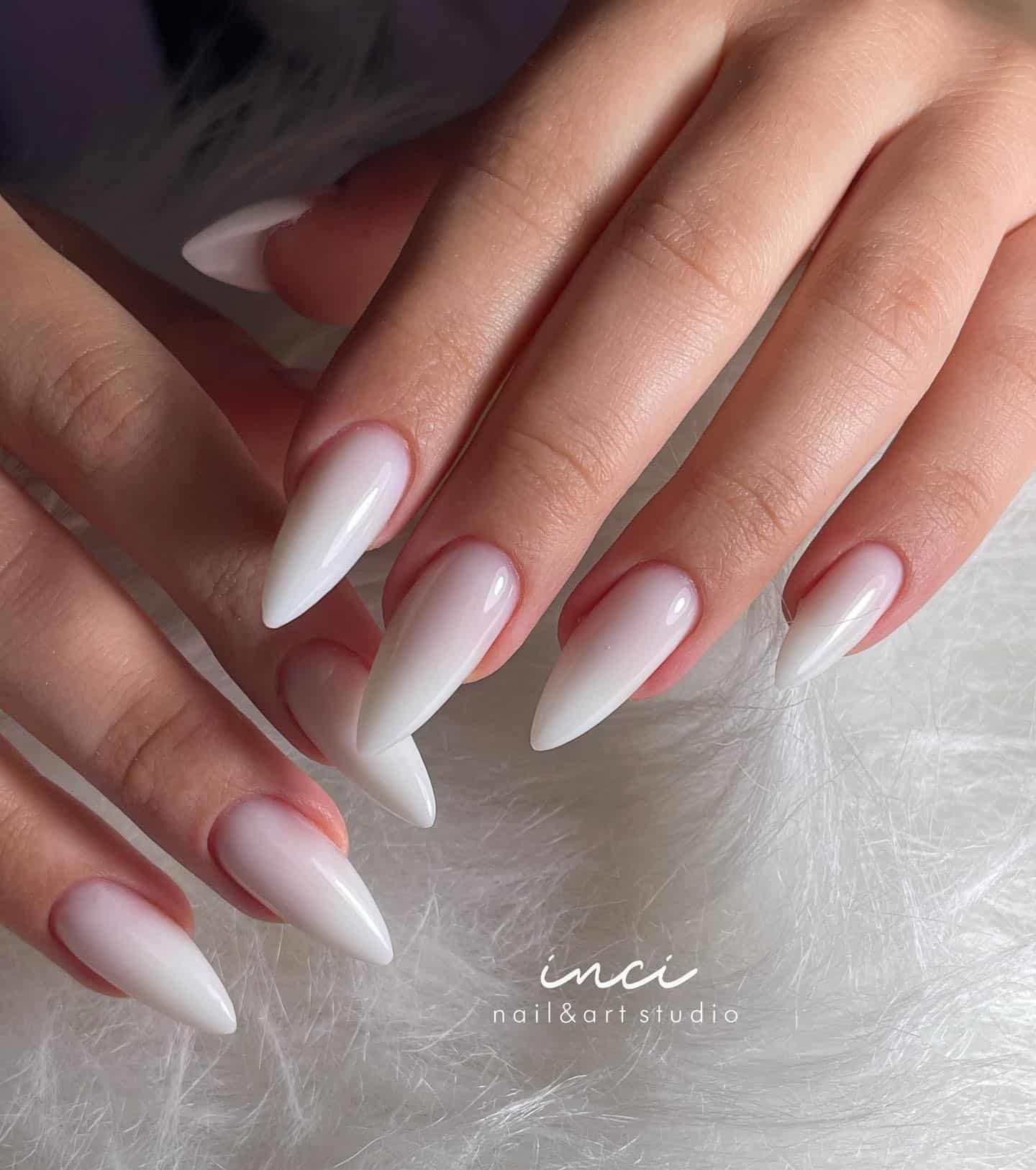 Long Acrylic White Nails