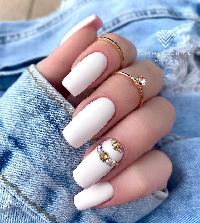 Matte White Nails