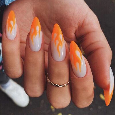 Orange Nails - Halloween Orange Flame