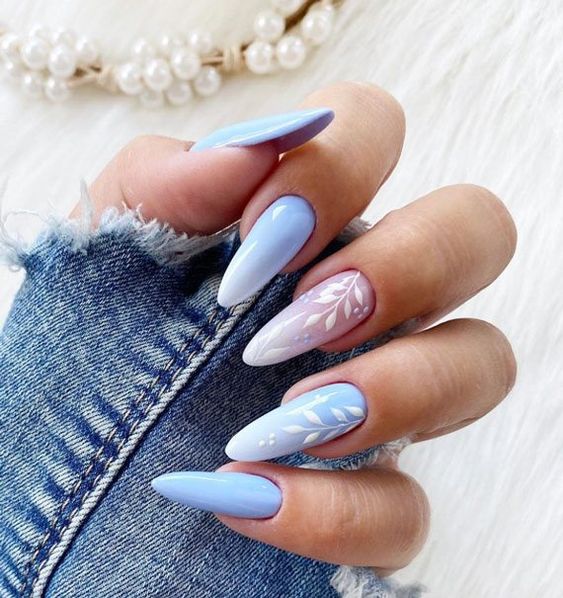 ombre style flower nails