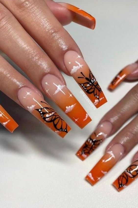 Orange Nails - Orange Ombre Nails