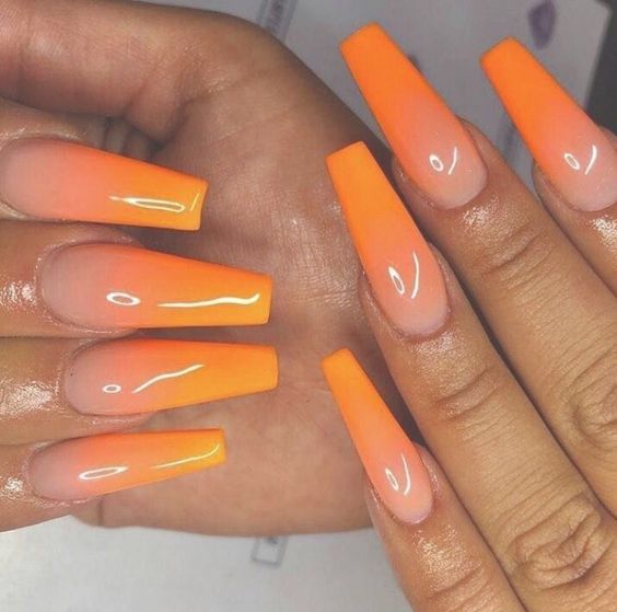 Orange Nails - Orange Nude Faded