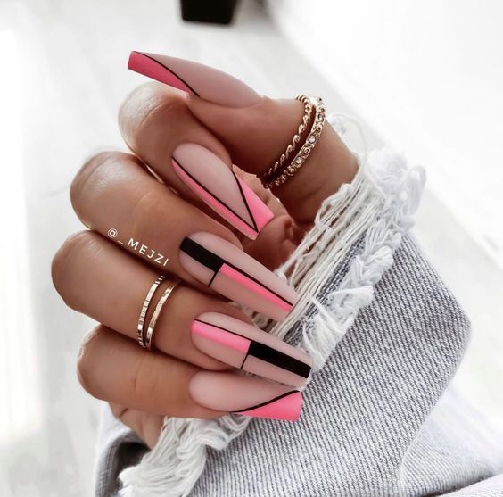 Pink Nails - White Lace  Wraps Nail Strips