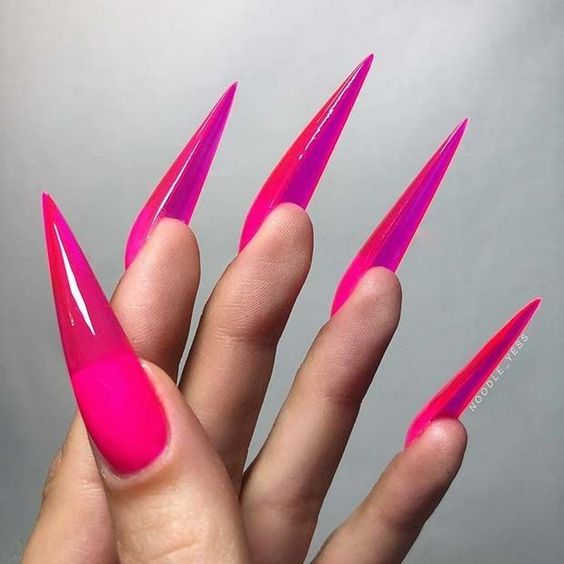 PInk Nails - Long Stiletto Nail Design