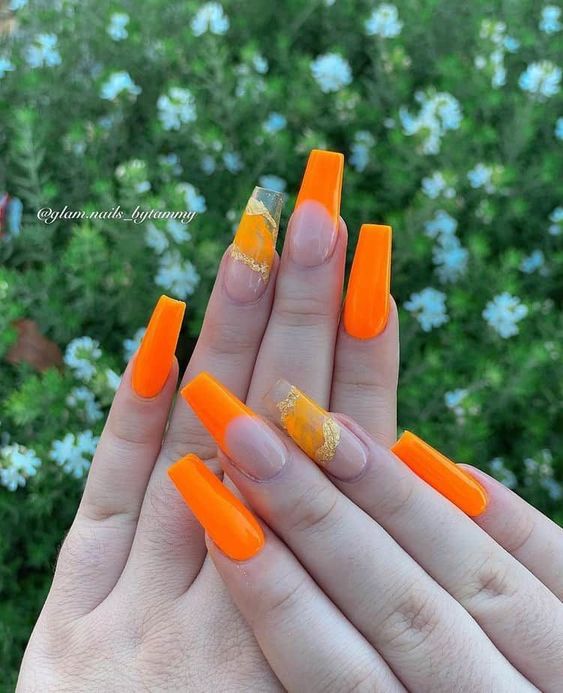 Orange Nails - Neon Orange Bold