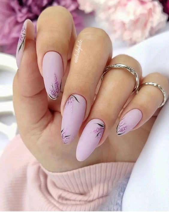 classy violet flower nails