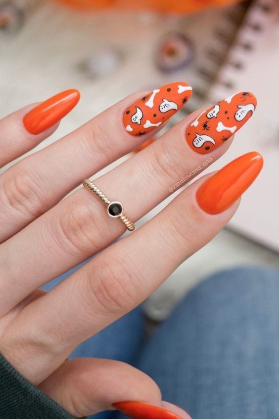 Orange Nails - Halloween Nails