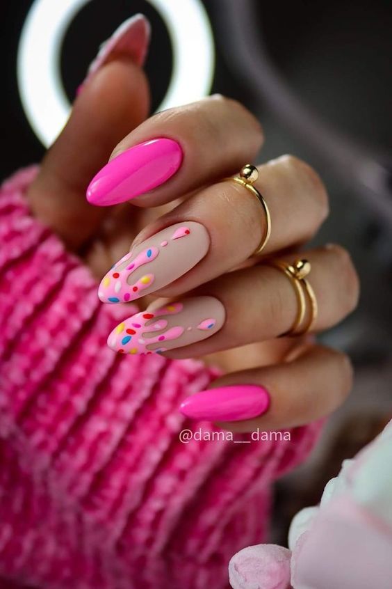 Pink Nails  - Floral Design Floral Art Nails