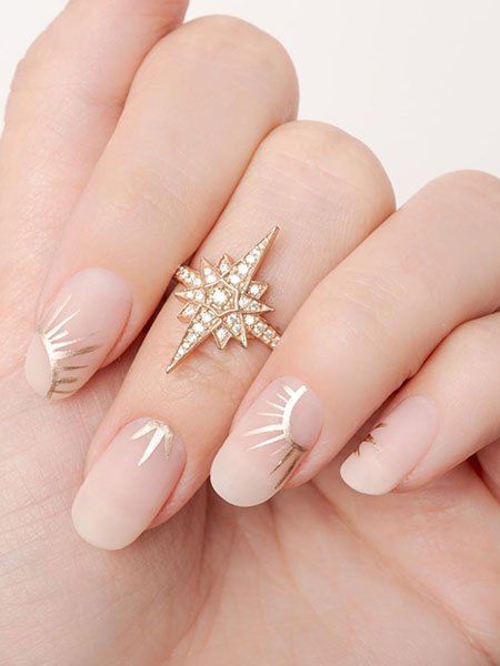 Pink Nails -  Stylish Gold