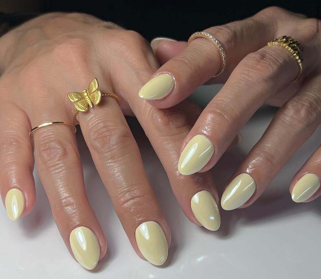 short butter yellow nails