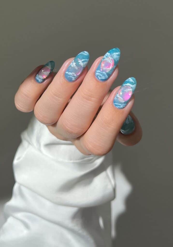 Fluffy Blue Nail Designs