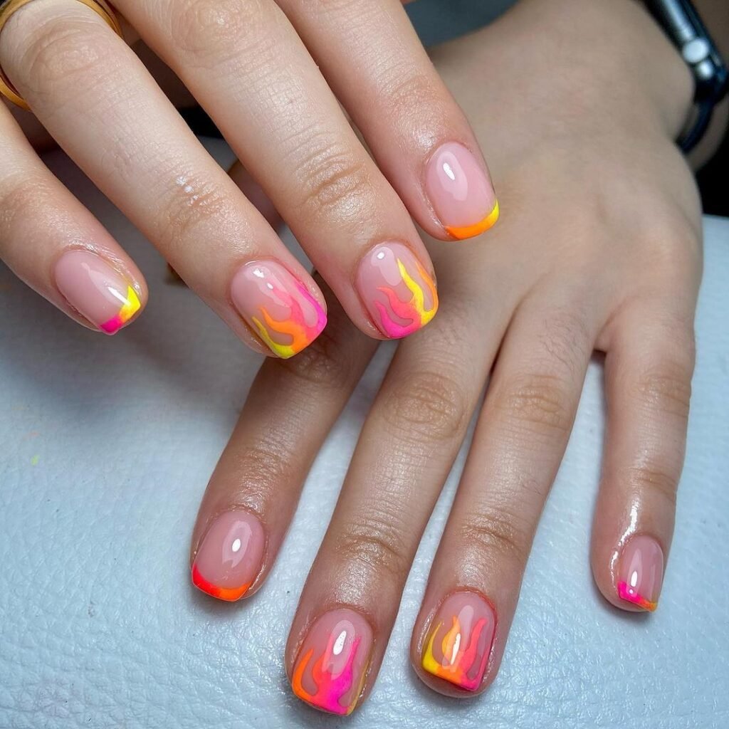 Fiery Tips with Colorful Blend from Red, pink, and Yellow a great Summer Designs