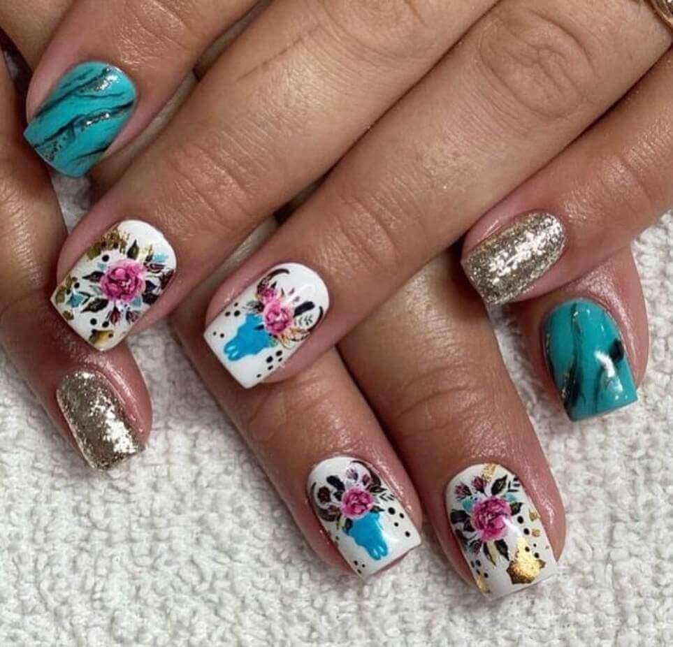 turquoise western nail designs