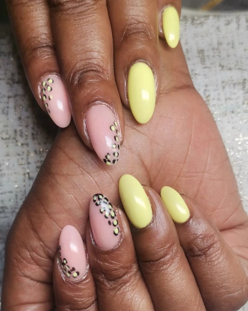 Oval Cute lemon Polish Yellow Nails