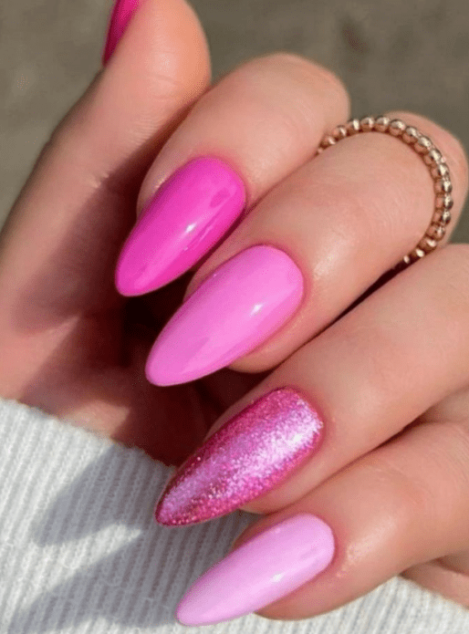 barbie pink nails designs. acrylic pink nails.