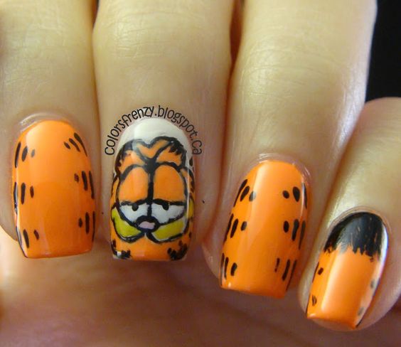 Orange Nails - Garfield Nails