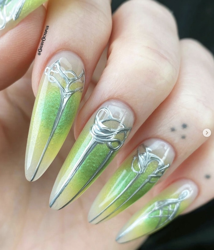 Spring Nail Designs - green elvish nails