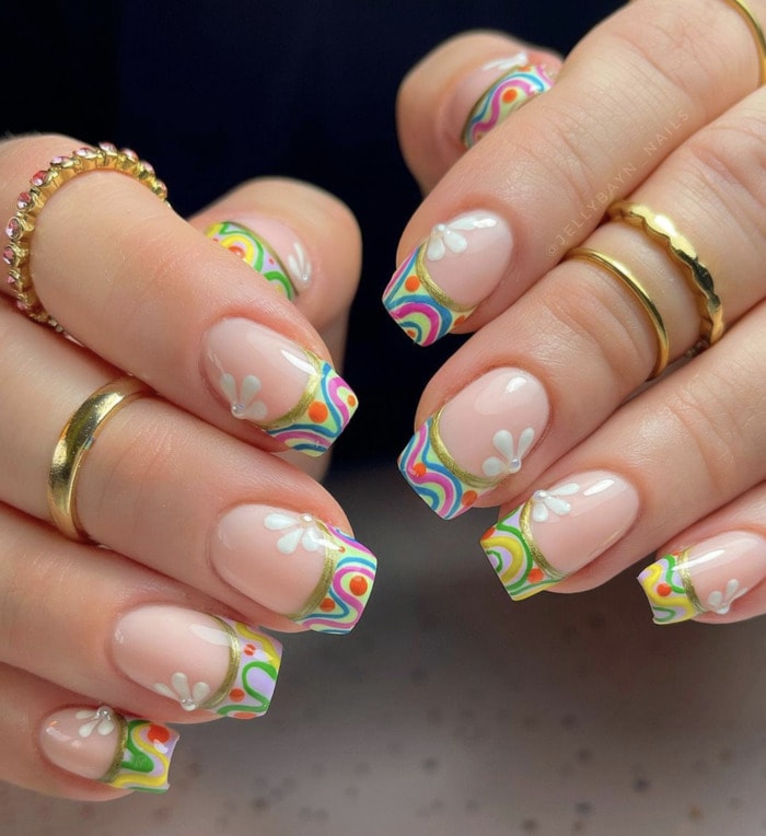 Spring Nail Designs - trippy 70s nails