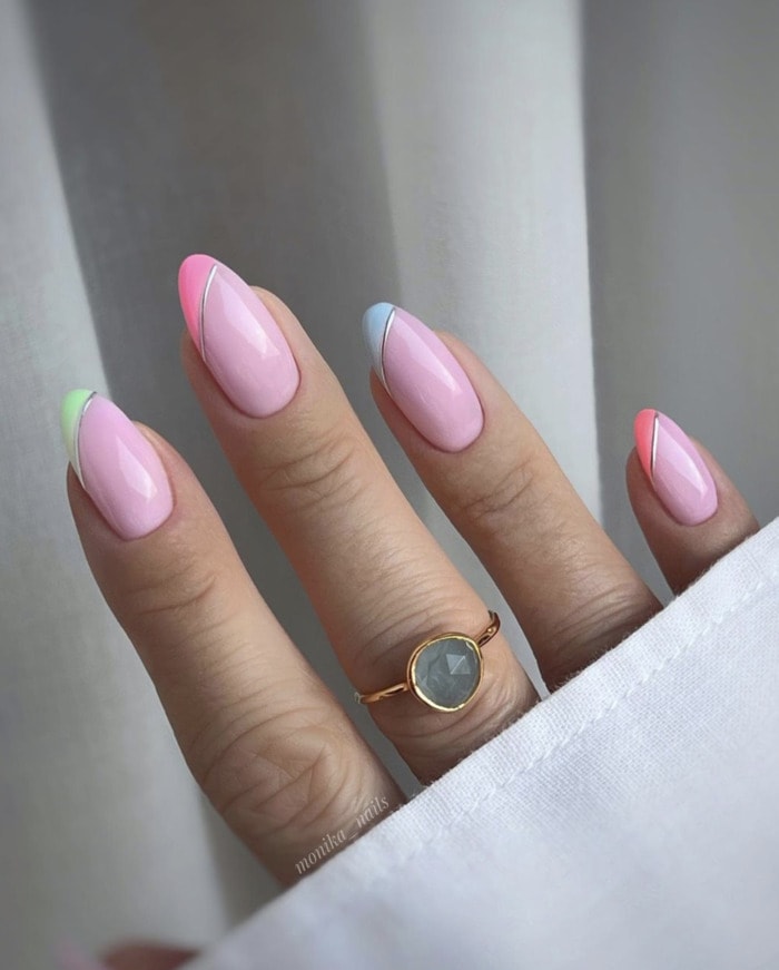 Spring Nail Designs - diagonal french tip