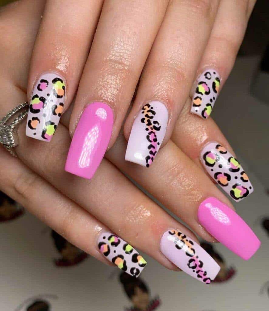 Bright Leopard Nails