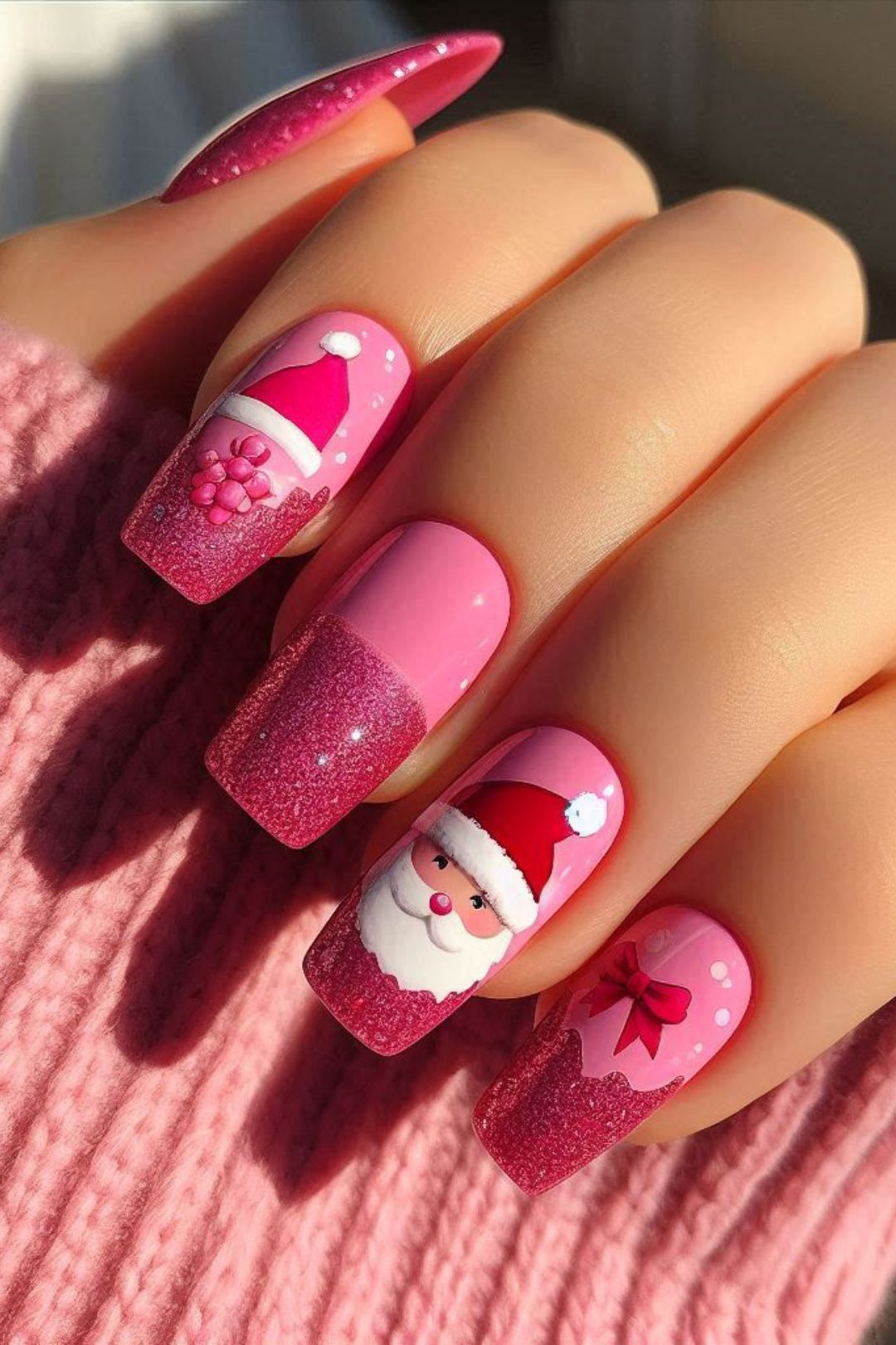 This Christmas, pink is making a splash as a standout fashion trend, and your nails are no exception!  Embrace the holiday spirit with one of these 21 stylish pink Christmas nail designs.  Gold, white, cute, short, simple, red, girly, silver, easy, classy, snowflake, bow, long, subtle, santa hat, and white, and red, glitter, and gold, and white glitter, and green, almond, and silver, and blue.