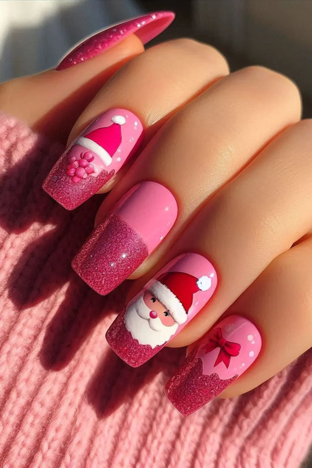 This Christmas, pink is making a splash as a standout fashion trend, and your nails are no exception!  Embrace the holiday spirit with one of these 21 stylish pink Christmas nail designs.  Gold, white, cute, short, simple, red, girly, silver, easy, classy, snowflake, bow, long, subtle, santa hat, and white, and red, glitter, and gold, and white glitter, and green, almond, and silver, and blue.