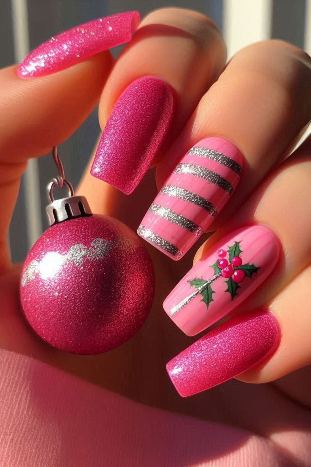 This Christmas, pink is making a splash as a standout fashion trend, and your nails are no exception!  Embrace the holiday spirit with one of these 21 stylish pink Christmas nail designs.  Gold, white, cute, short, simple, red, girly, silver, easy, classy, snowflake, bow, long, subtle, santa hat, and white, and red, glitter, and gold, and white glitter, and green, almond, and silver, and blue.