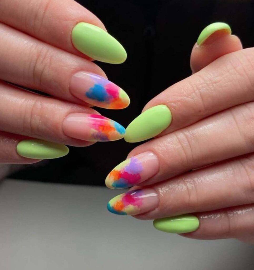 colourful paint nails