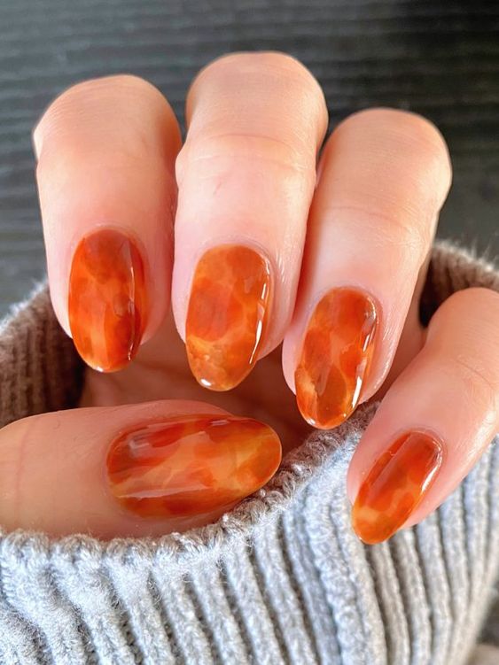 Orange Nails -  Tortoise Nail