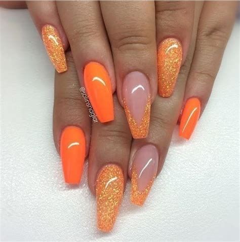 Orange Nails - Orange Sparkle Nails