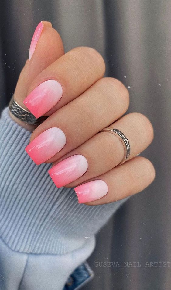 Pink Nails -  French Ombre Pink Nails