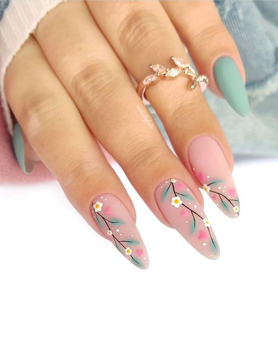 pastel flower nails