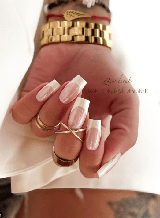 french manicure. pink nude bridal nails. wedding nails french tip.