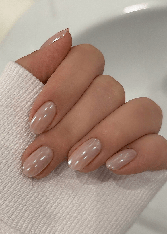 nude chrome nails. nude wedding nails. nude bridal nails glazed donut. nude prom grad nails.