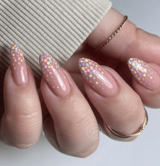 nude nails designs. nude nails polka dots. soft pink nude nails simple. nude nail trends almond. nude acrylic nails.