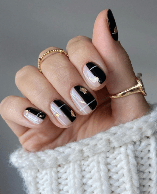 gold and black nails