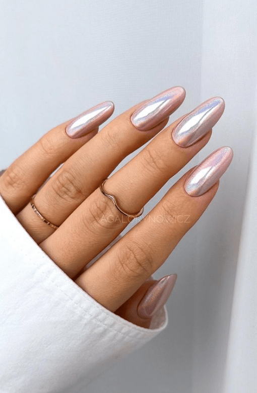 soft pink glazed nails. pink chrome nails summer. prom glazed nails. grad nails. party nails.