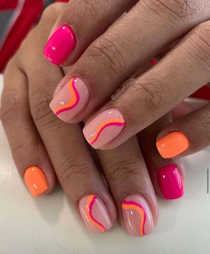 neon short summer nails