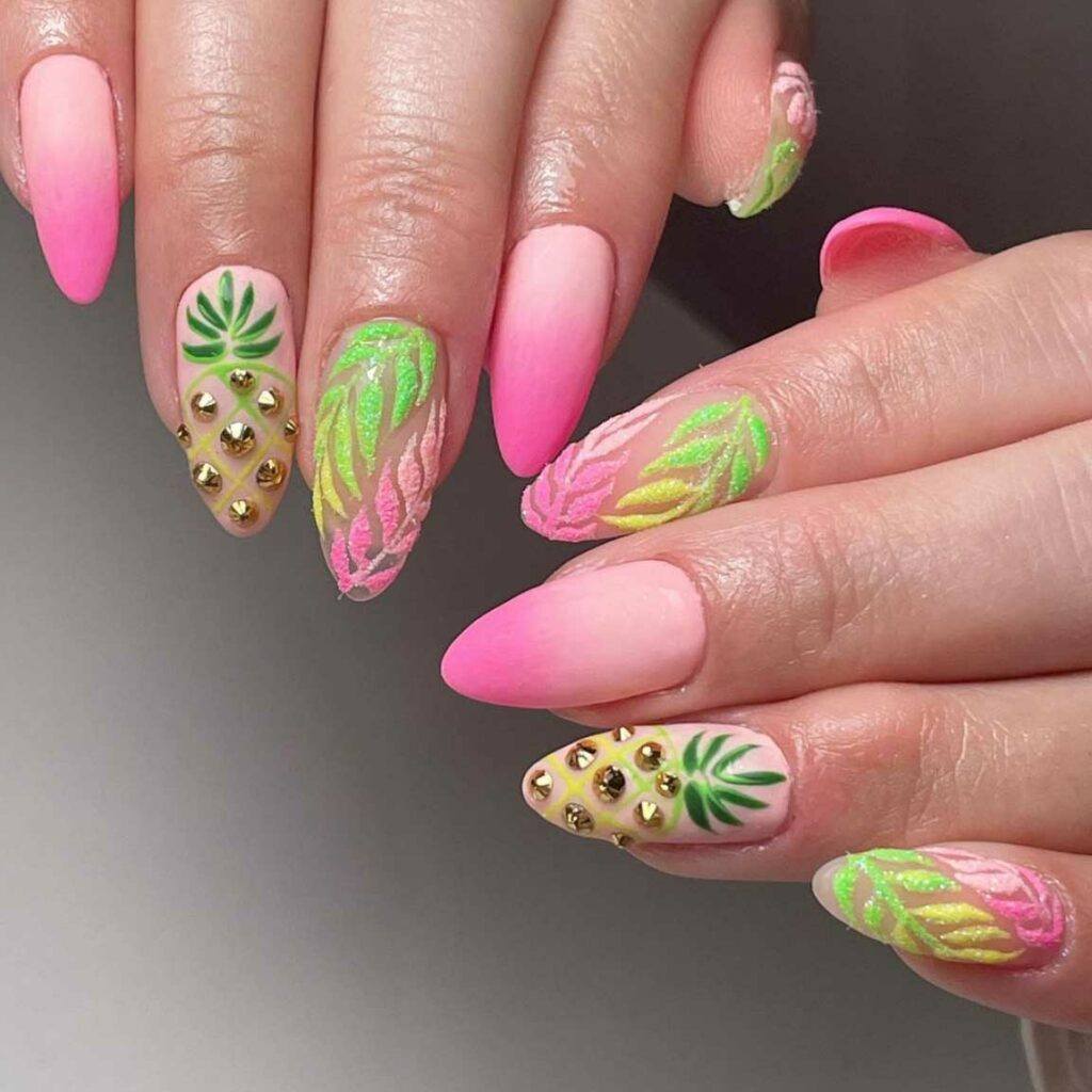 summer pineapple nails