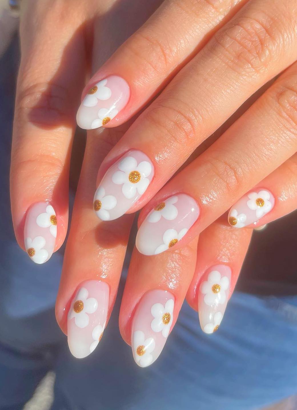 White daisy nails.