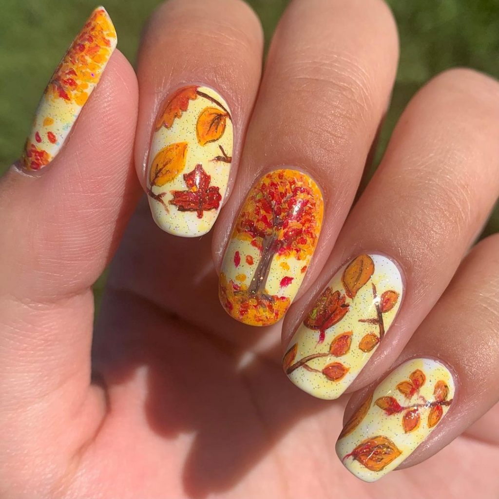 Fall Tree Nail Art 26 Ideas: A Journey Through Autumn Inspired Designs