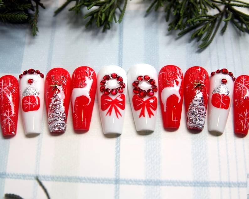 Christmas Reindeer Press On Nails