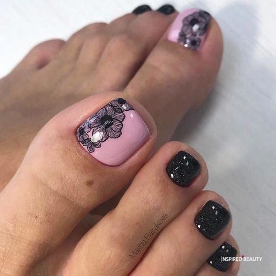 toe nail designs flower