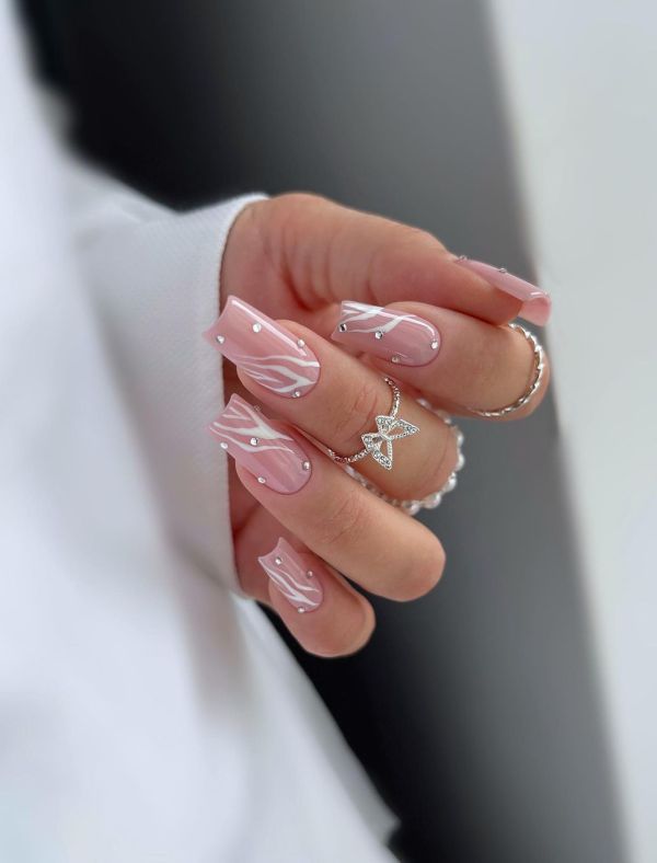 2- PINK AND WHITE NAIL DESIGNS