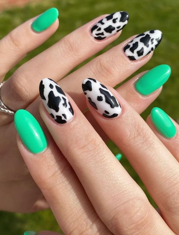 3. Cow Print and Mint Green Combo