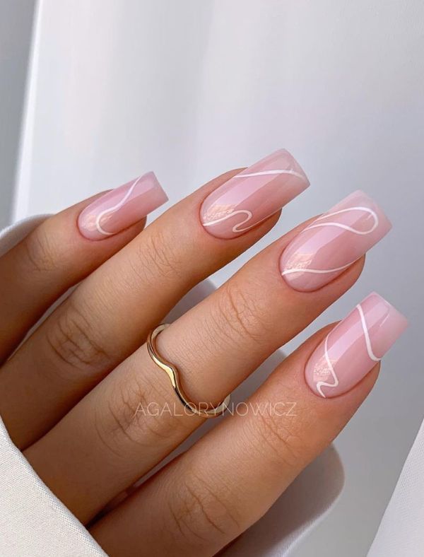 Pink Design With White Swirls